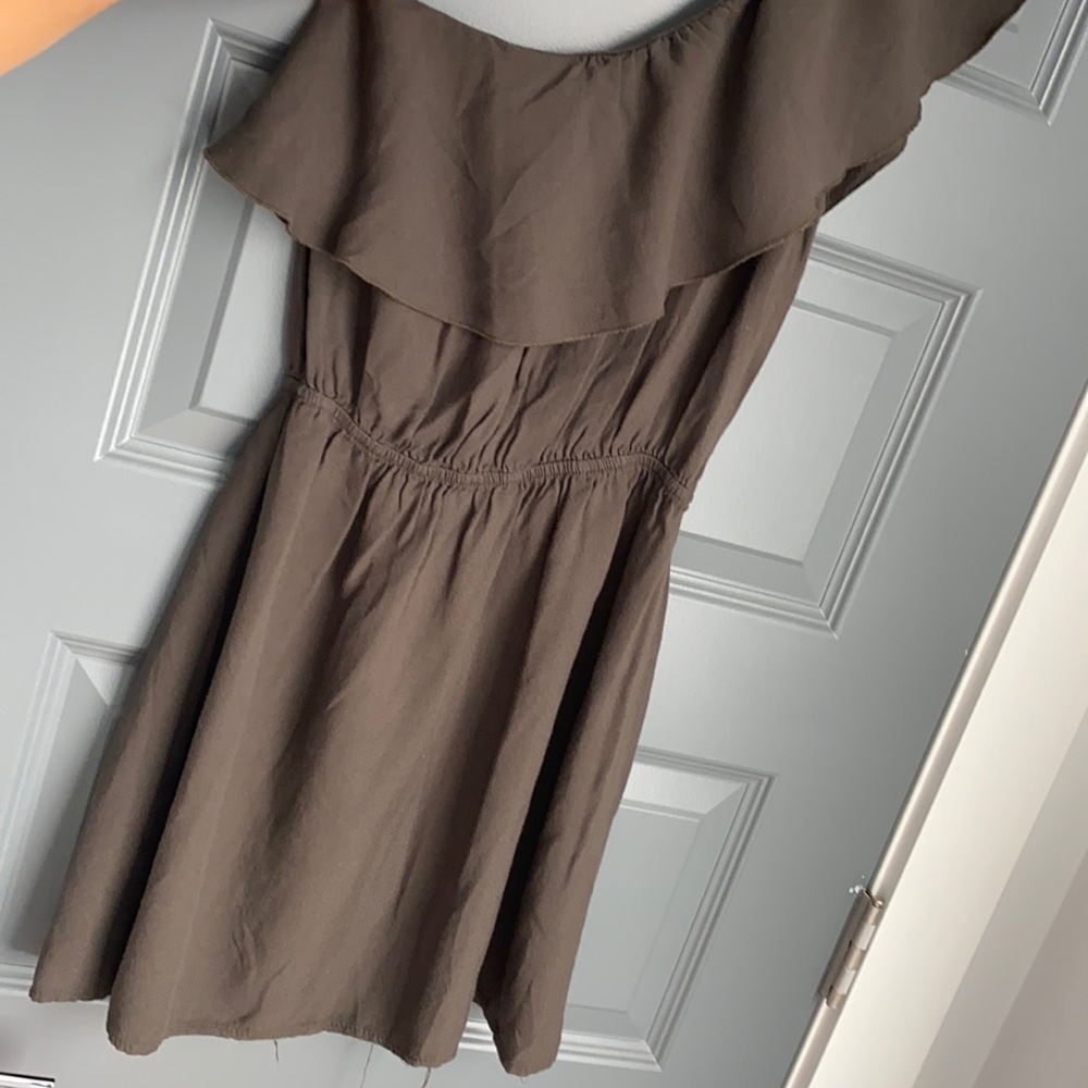 Green One Shoulder Ruffle Dress